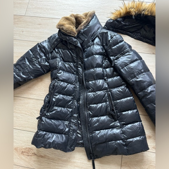 S13 women’s black coat size extra large with detachable fur hood - Picture 2 of 13